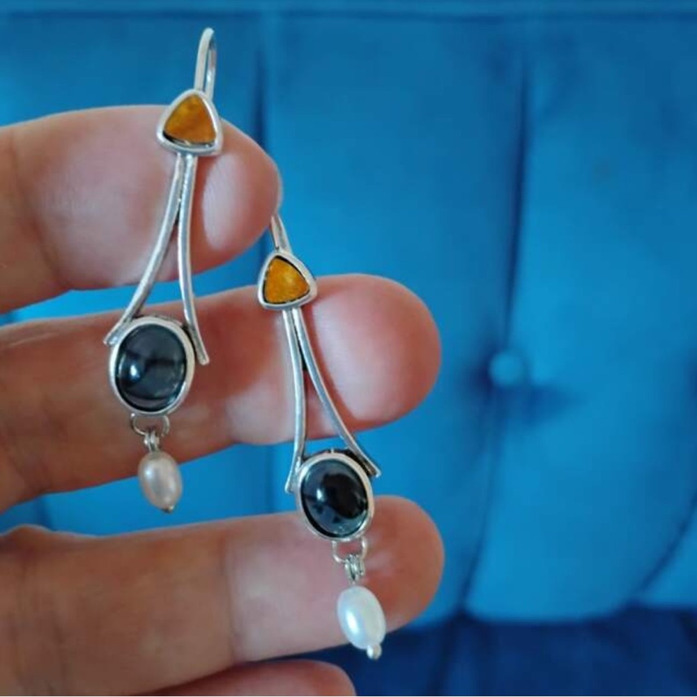 Faux Pearl Drop Earrings - Picture 1 of 12